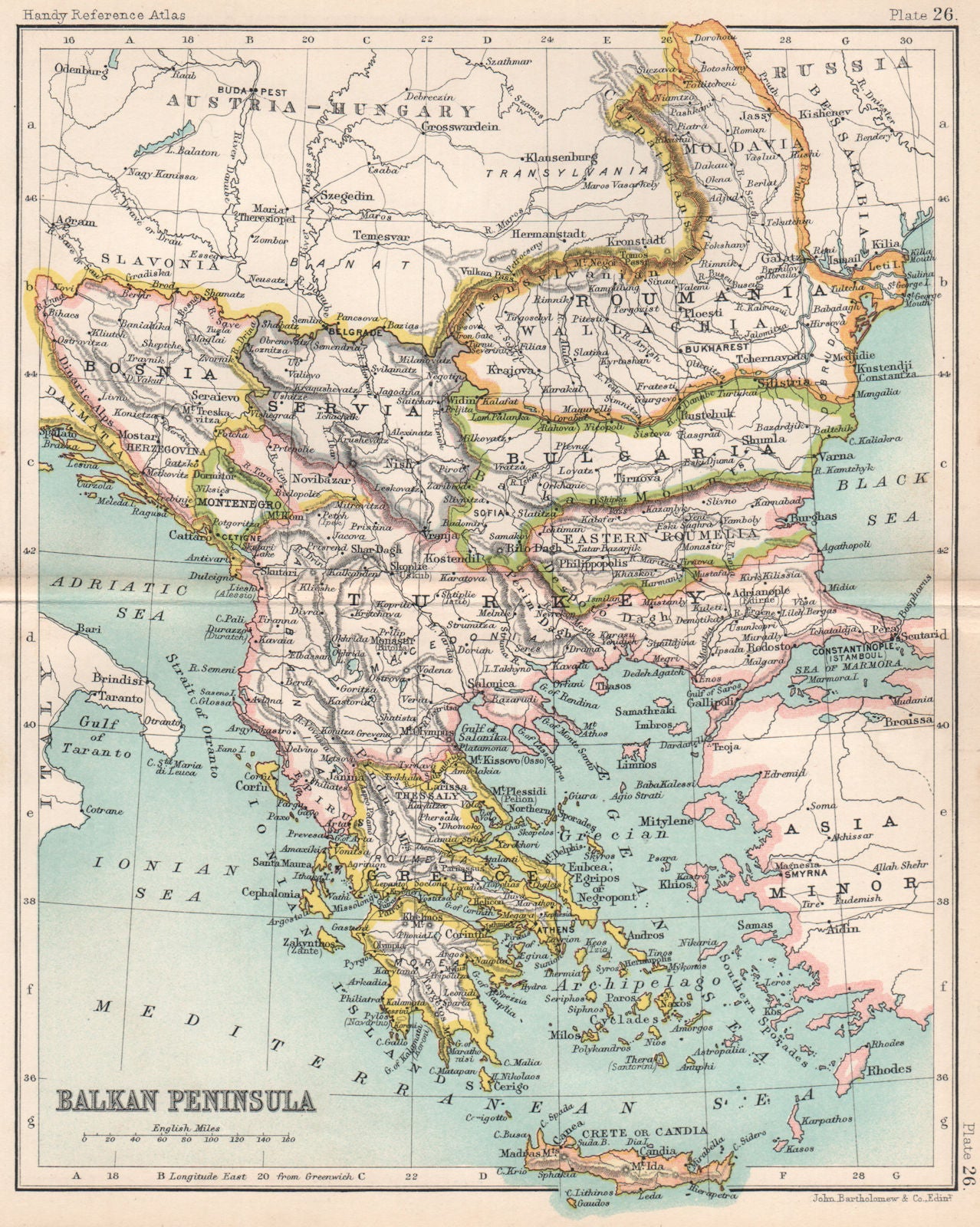 Balkan Peninsula. Eastern Roumelia Servia Turkey in Europe. Greece 1904 map